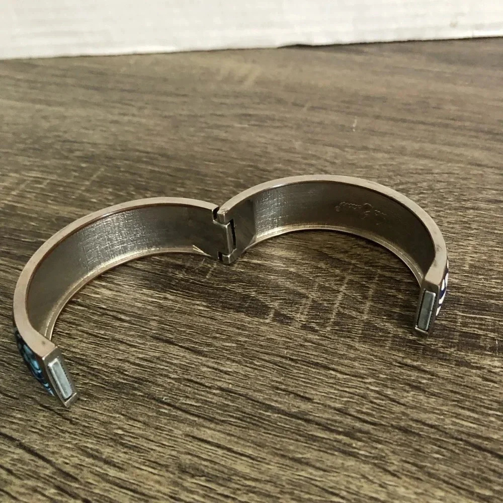Blue Patterned Clay Clamp Bangle - Picture 5 of 9